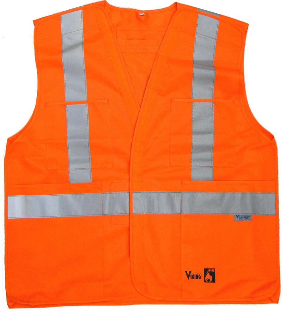 Viking 6136FR Hi-Viz Orange FR 5 Point Tear Away Safety Vest