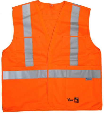 Viking 6136FR Hi-Viz Orange FR 5 Point Tear Away Safety Vest