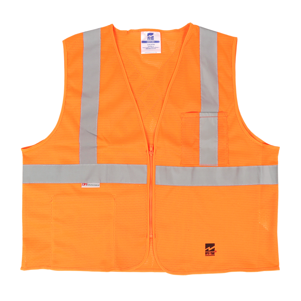 Viking U6108 Open Road Safety Vest with 2" Silver Stripe and front zipper